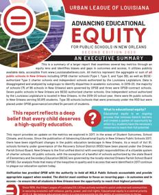 Advancing Educational Equity for Public Schools in New Orleans 2020 Executive Summary